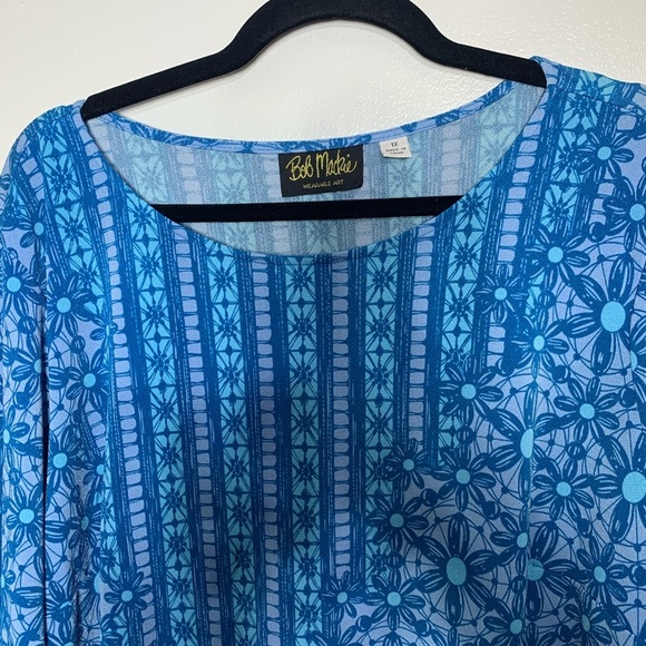 Bob Mackie Blue Graphic Relaxed Blouse – Stylish Vintage-Inspired Women’s Top 1X - Picture 7 of 10